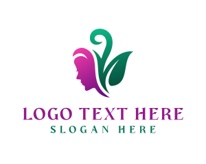 Hair Stylist - Woman Natural Leaf Spa logo design