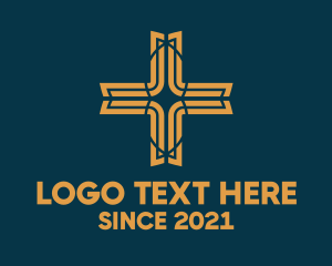 Orthodox - Gold Decorative Cross logo design