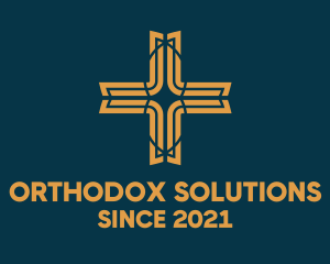 Orthodox - Gold Decorative Cross logo design
