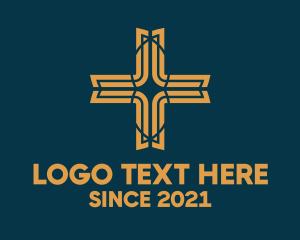 Holy Spirit - Gold Decorative Cross logo design