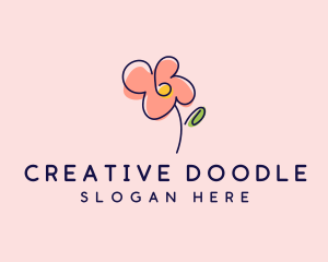 Flower Doodle Drawing logo design