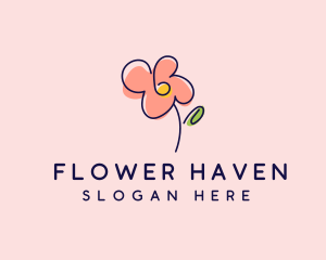 Flower Doodle Drawing logo design