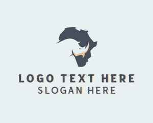 Africa - Rhinoceros Africa Map logo design