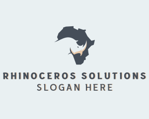 Rhinoceros Africa Map logo design