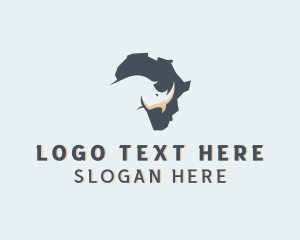 Zoo - Rhinoceros Africa Map logo design