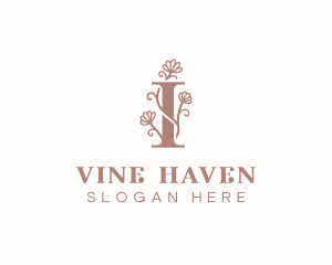 Floral Vines Letter I logo design