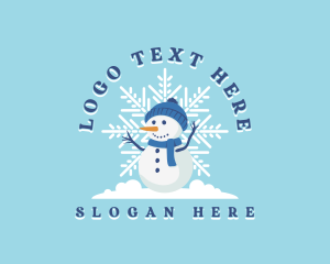 Sled - Christmas Winter Snowman logo design