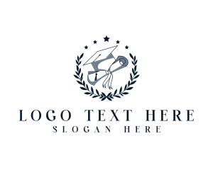 College - Graduation Wreath Diploma logo design