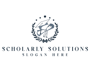 Scholar - Graduation Wreath Diploma logo design