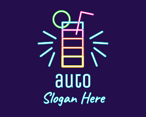 Drinking - Neon Liquor Sign logo design