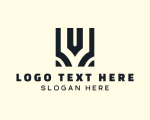 Geometric - Professional Box Business Letter V logo design
