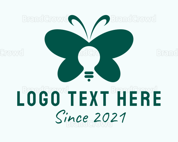 Green Butterfly Light Bulb Logo