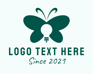 Insect - Green Butterfly Light Bulb logo design