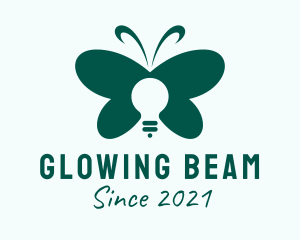 Green Butterfly Light Bulb  logo design