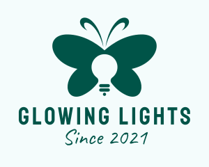 Green Butterfly Light Bulb  logo design
