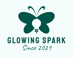 Green Butterfly Light Bulb  logo design