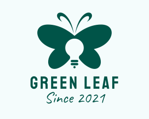 Green Butterfly Light Bulb  logo design