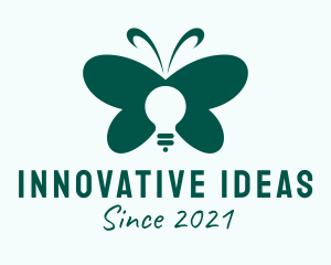 Green Butterfly Light Bulb  logo design