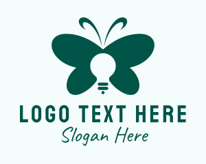 Green Butterfly Light Bulb  Logo