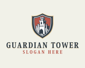 Castle Fortress Shield logo design