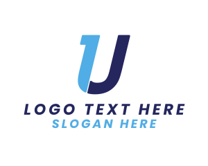 Industrial - Modern Blue Letter U logo design