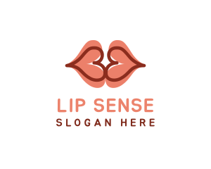 Hearts Lips Kiss logo design