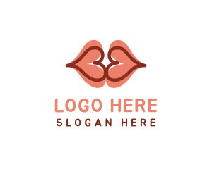 Esthetician - Hearts Lips Kiss logo design