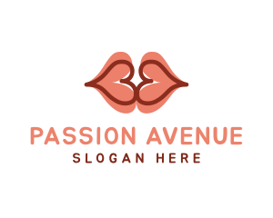 Passion - Hearts Lips Kiss logo design