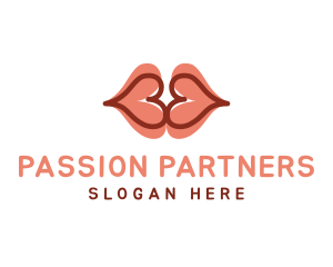 Hearts Lips Kiss logo design