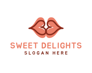 Hearts Lips Kiss logo design