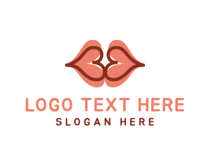 Intimate - Hearts Lips Kiss logo design