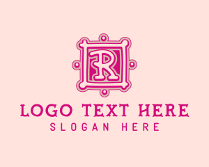 Pink - Doodle Frame Letter R logo design