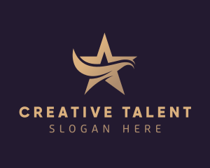 Talent - Gradient Star Swoosh Feather logo design