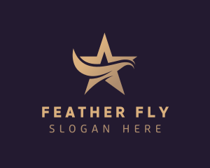 Gradient Star Swoosh Feather logo design