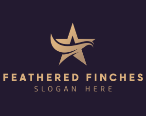 Gradient Star Swoosh Feather logo design