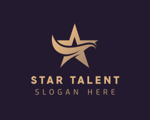 Talent - Gradient Star Swoosh Feather logo design