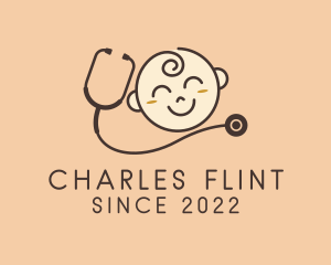 Childrens Clinic - Baby Pediatrician Stethoscope logo design