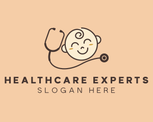 Baby Pediatrician Stethoscope logo design