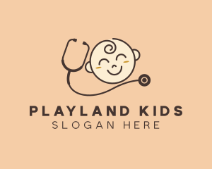 Baby Pediatrician Stethoscope logo design