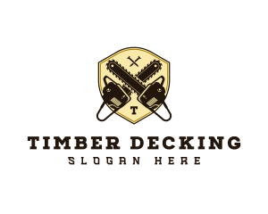 Lumberjack Chainsaw Shield logo design