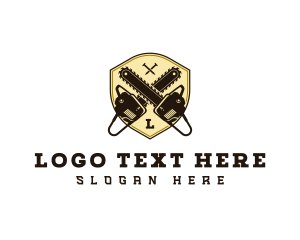 Logging - Lumberjack Chainsaw Shield logo design
