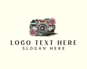 Vintage - Rose Photography Camera logo design
