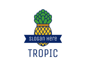 Pineapple Fruit Outline logo design