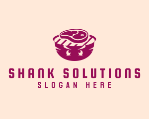 Shank - Angry Meat Grill logo design