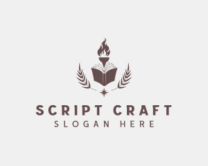 Screenwriter - Torch Fire Book Journalism logo design