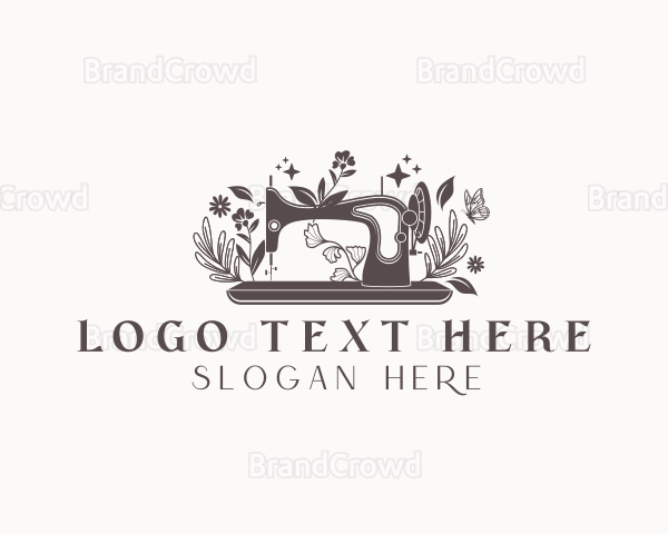 Botanical Floral Sewing Machine Logo