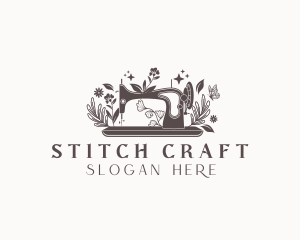 Dressmaking - Botanical Floral Sewing Machine logo design