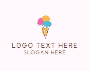 Sugar Cone - Ice Cream Sweet Dessert logo design