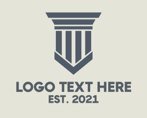 Doric - Gray Simple Pillar logo design