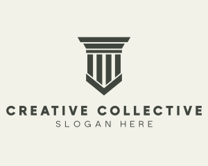 Gray Simple Pillar logo design